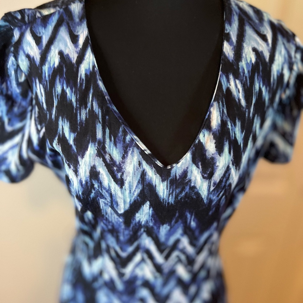 Cable & Gauge Blue and Black Patterned Top